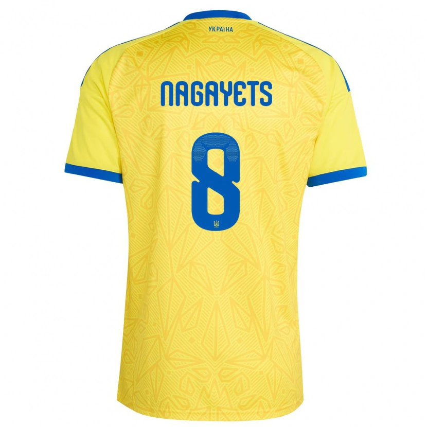 Danxen Hombre Camiseta Ucrania Ivan Nagayets #8 Amarillo Azul 1ª Equipación 26-28 La Camisa México