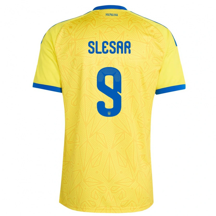 Danxen Hombre Camiseta Ucrania Artem Slesar #9 Amarillo Azul 1ª Equipación 26-28 La Camisa México