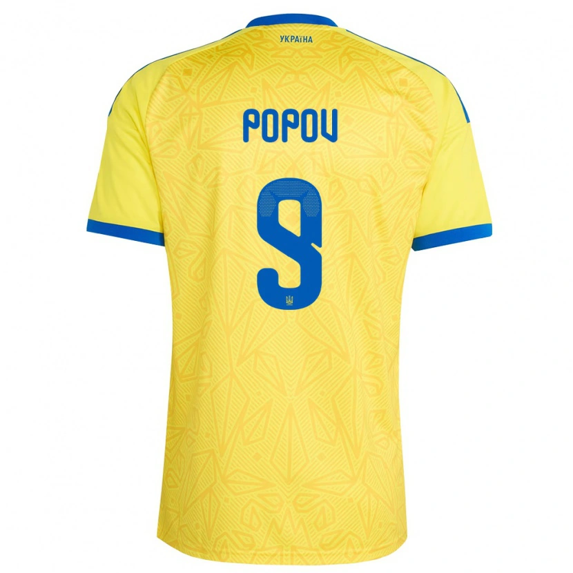 Danxen Hombre Camiseta Ucrania Bogdan Popov #9 Amarillo Azul 1ª Equipación 26-28 La Camisa México