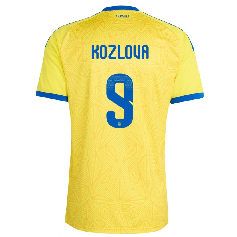 Danxen Hombre Camiseta Ucrania Nicole Kozlova #9 Amarillo Azul 1ª Equipación 26-28 La Camisa México