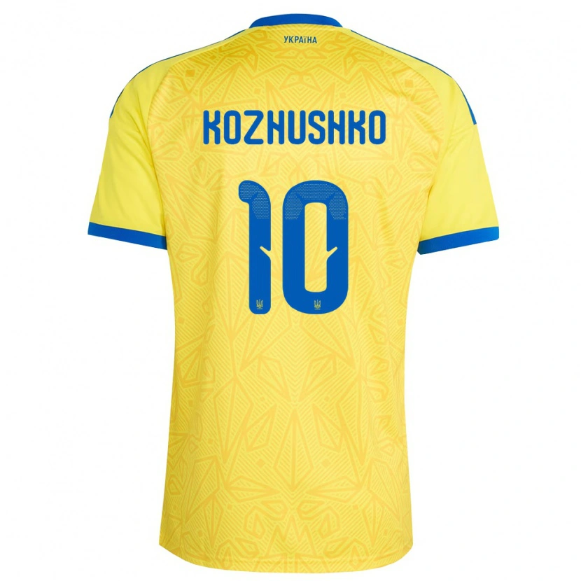Danxen Hombre Camiseta Ucrania Yaroslav Kozhushko #10 Amarillo Azul 1ª Equipación 26-28 La Camisa México