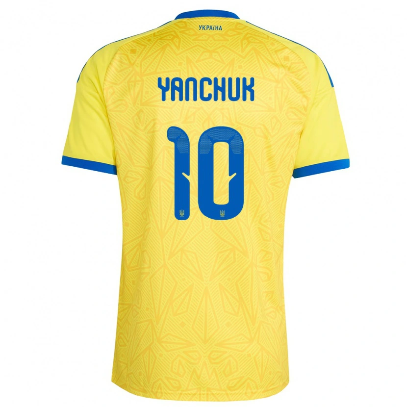 Danxen Hombre Camiseta Ucrania Polina Yanchuk #10 Amarillo Azul 1ª Equipación 26-28 La Camisa México