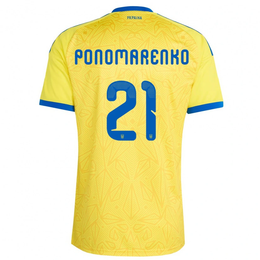 Danxen Hombre Camiseta Ucrania Matviy Ponomarenko #21 Amarillo Azul 1ª Equipación 26-28 La Camisa México