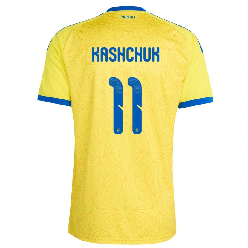 Danxen Hombre Camiseta Ucrania Oleksiy Kashchuk #11 Amarillo Azul 1ª Equipación 26-28 La Camisa México