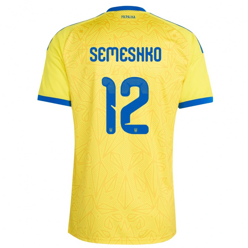 Danxen Hombre Camiseta Ucrania Bogdan Semeshko #12 Amarillo Azul 1ª Equipación 26-28 La Camisa México