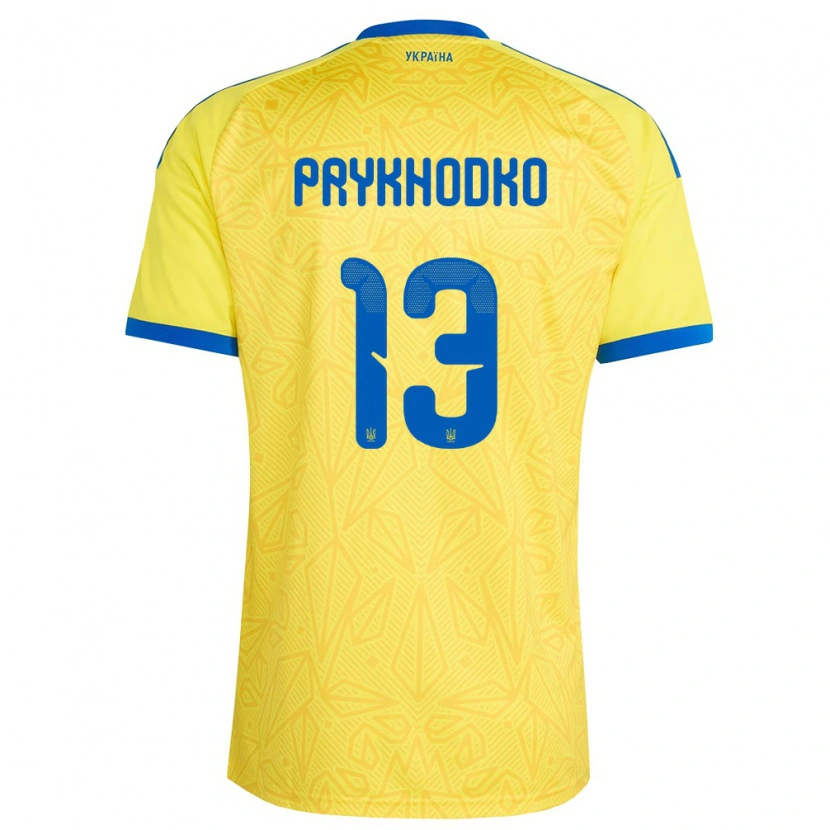 Danxen Hombre Camiseta Ucrania Danylo Prykhodko #13 Amarillo Azul 1ª Equipación 26-28 La Camisa México