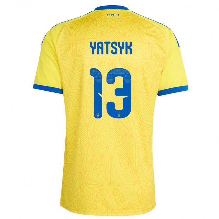 Danxen Hombre Camiseta Ucrania Oleksandr Yatsyk #13 Amarillo Azul 1ª Equipación 26-28 La Camisa México