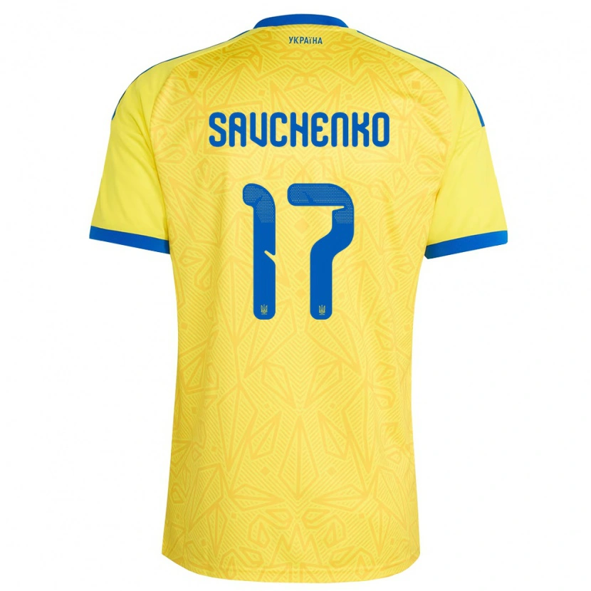 Danxen Hombre Camiseta Ucrania Kyrylo Savchenko #17 Amarillo Azul 1ª Equipación 26-28 La Camisa México