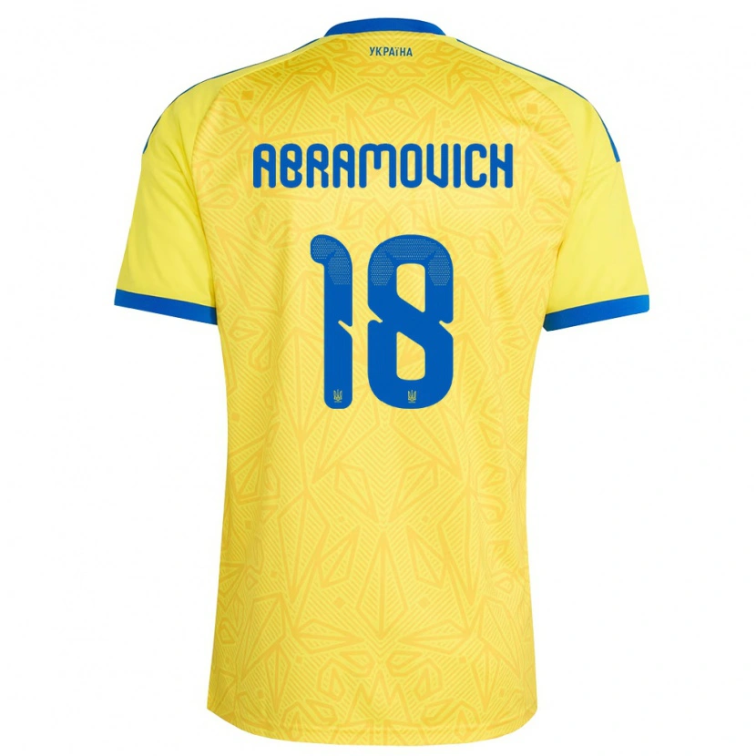 Danxen Hombre Camiseta Ucrania Mykhaylo Abramovich #18 Amarillo Azul 1ª Equipación 26-28 La Camisa México