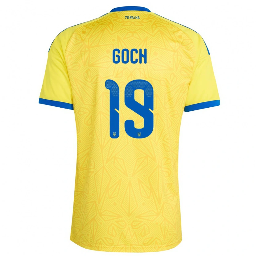 Danxen Hombre Camiseta Ucrania Oleksandr Goch #19 Amarillo Azul 1ª Equipación 26-28 La Camisa México