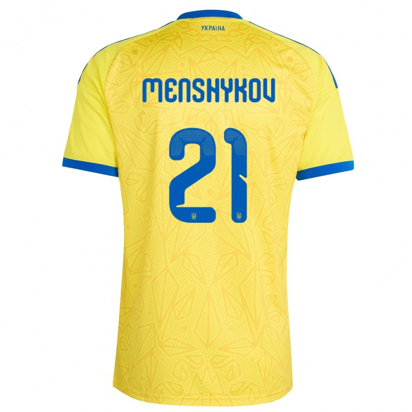 Danxen Hombre Camiseta Ucrania Ilya Menshykov #21 Amarillo Azul 1ª Equipación 26-28 La Camisa México