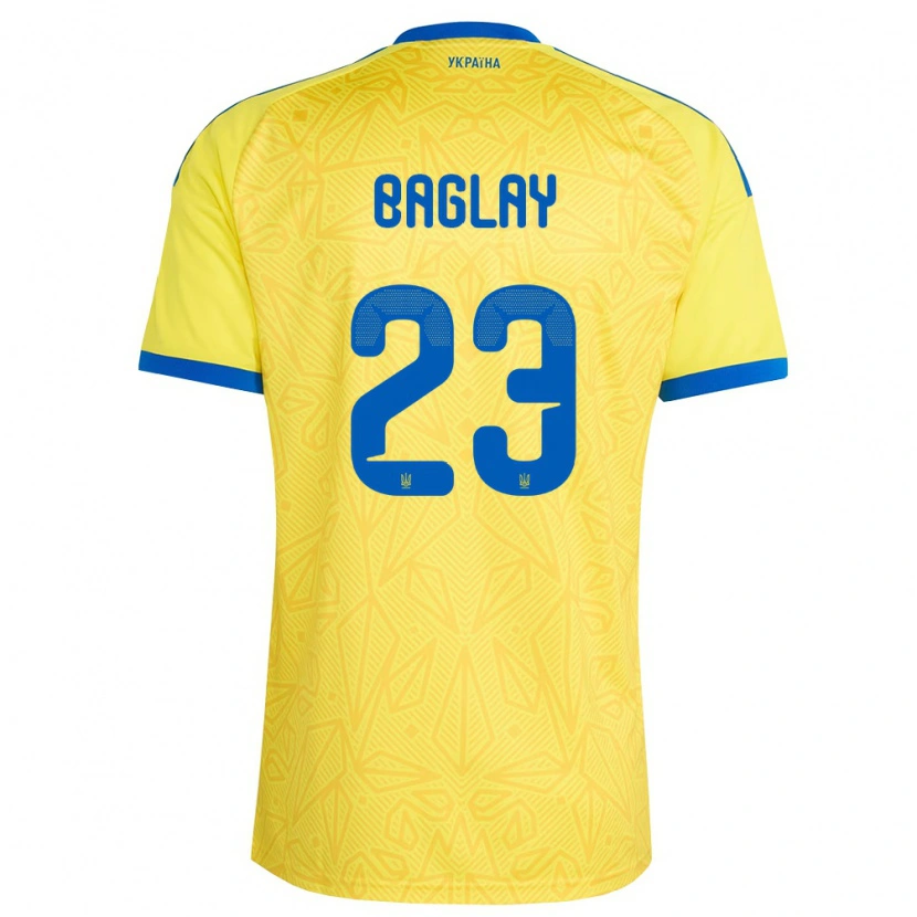 Danxen Hombre Camiseta Ucrania Rostyslav Baglay #23 Amarillo Azul 1ª Equipación 26-28 La Camisa México