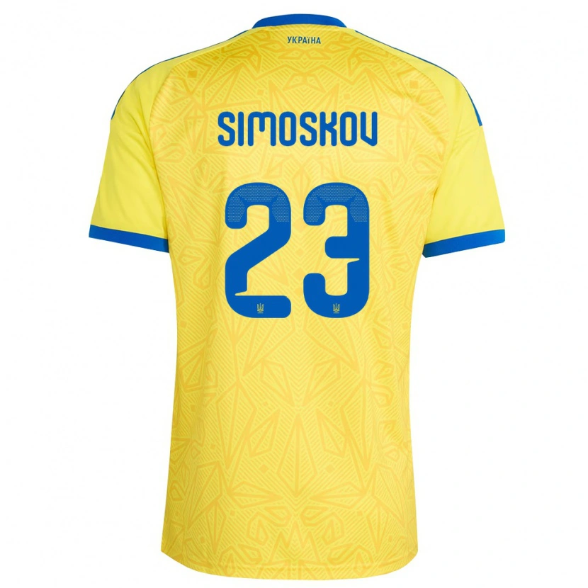 Danxen Hombre Camiseta Ucrania Aleksander Simoskov #23 Amarillo Azul 1ª Equipación 26-28 La Camisa México