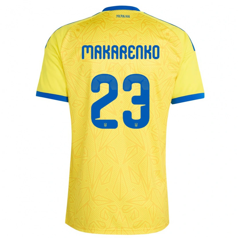 Danxen Hombre Camiseta Ucrania Nazar Makarenko #23 Amarillo Azul 1ª Equipación 26-28 La Camisa México