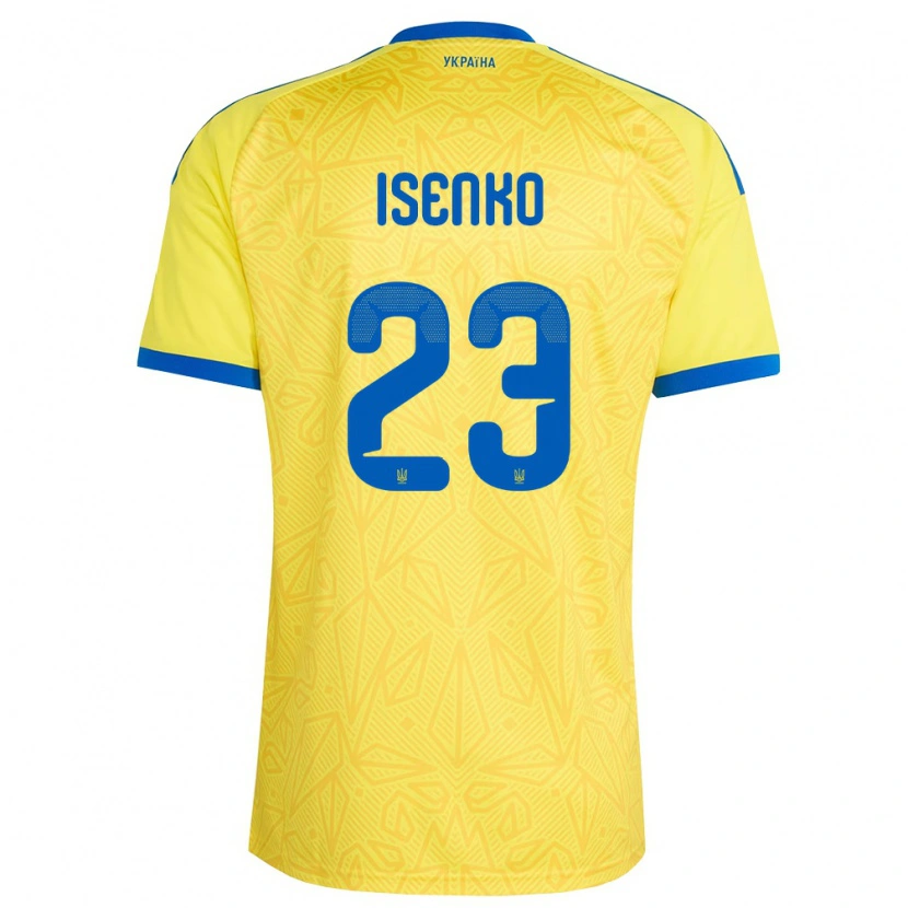 Danxen Hombre Camiseta Ucrania Pavlo Isenko #23 Amarillo Azul 1ª Equipación 26-28 La Camisa México