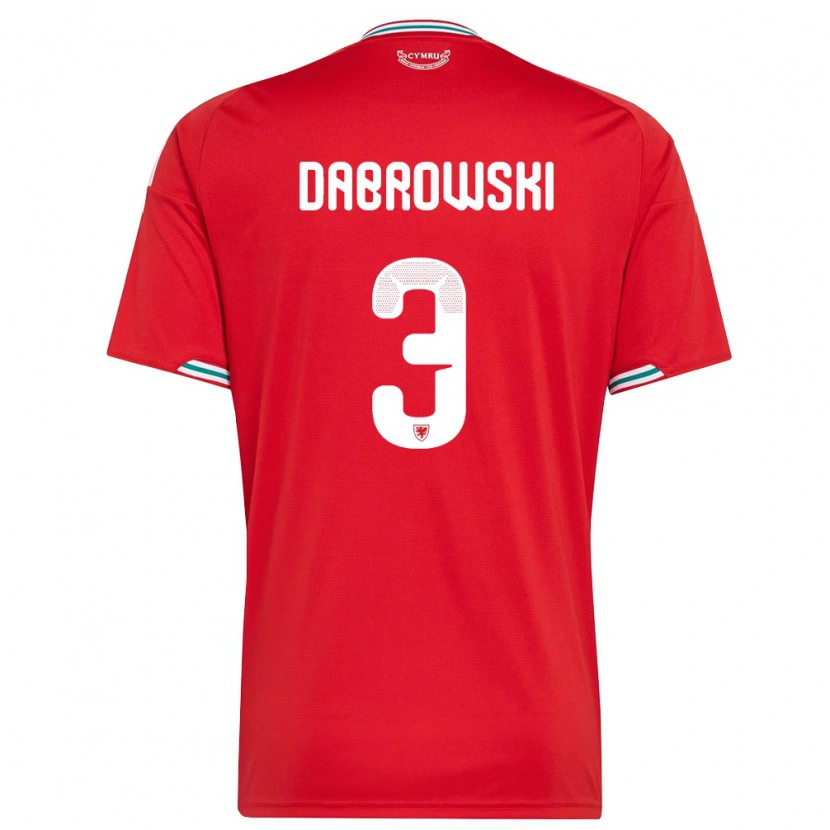 Danxen Hombre Camiseta Gales Sebastian Dabrowski #3 Rojo Blanco Verde 1ª Equipación 26-28 La Camisa México