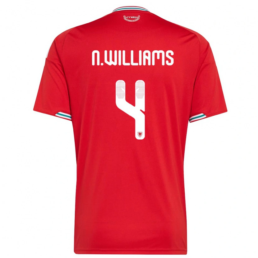 Danxen Hombre Camiseta Gales Noah Williams #4 Rojo Blanco Verde 1ª Equipación 26-28 La Camisa México