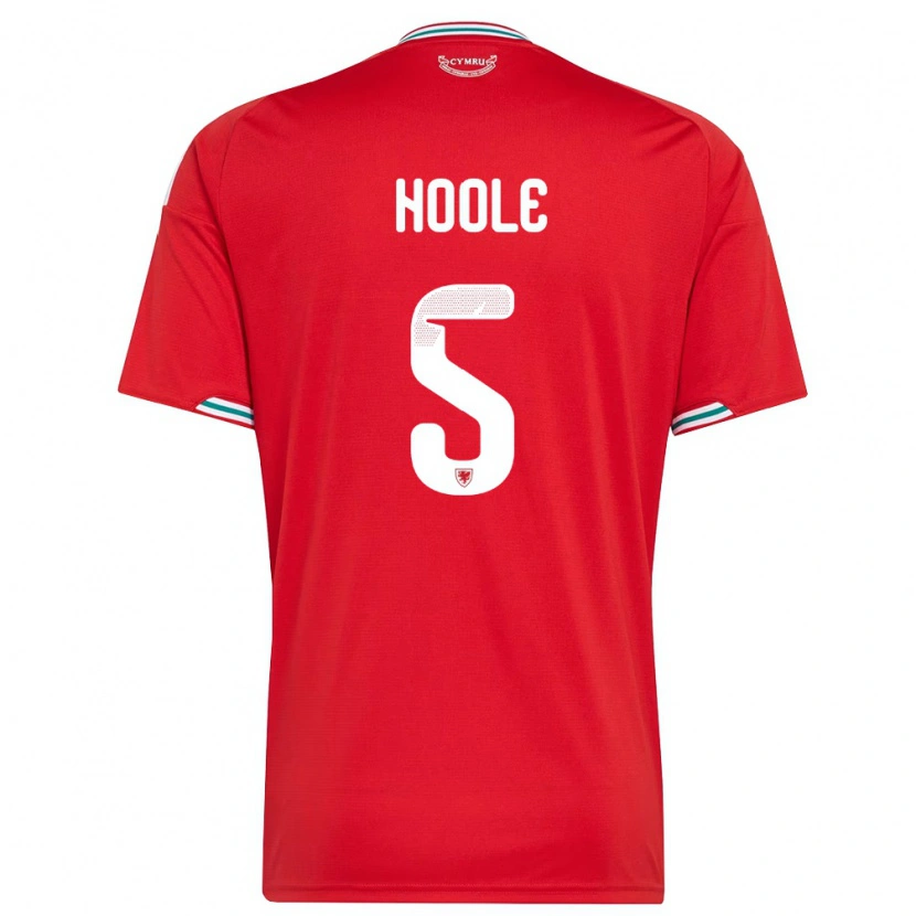 Danxen Hombre Camiseta Gales Luca Hoole #5 Rojo Blanco Verde 1ª Equipación 26-28 La Camisa México