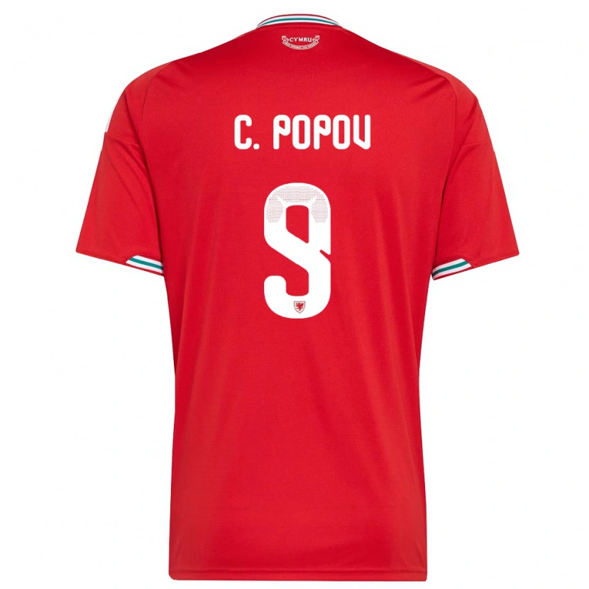 Danxen Hombre Camiseta Gales Chris Popov #9 Rojo Blanco Verde 1ª Equipación 26-28 La Camisa México