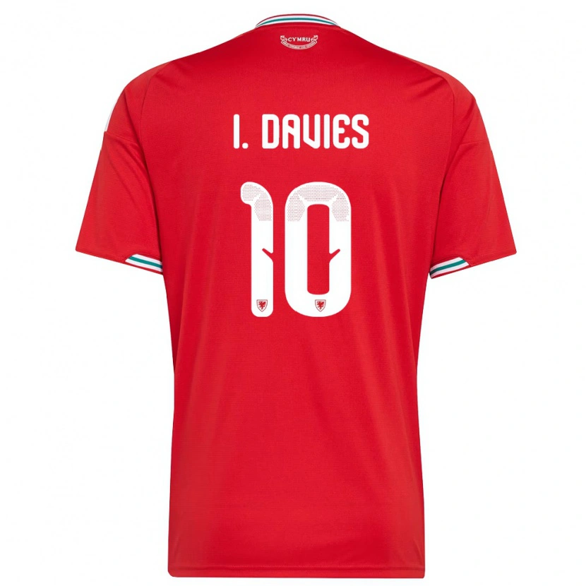 Danxen Hombre Camiseta Gales Isaac Davies #10 Rojo Blanco Verde 1ª Equipación 26-28 La Camisa México