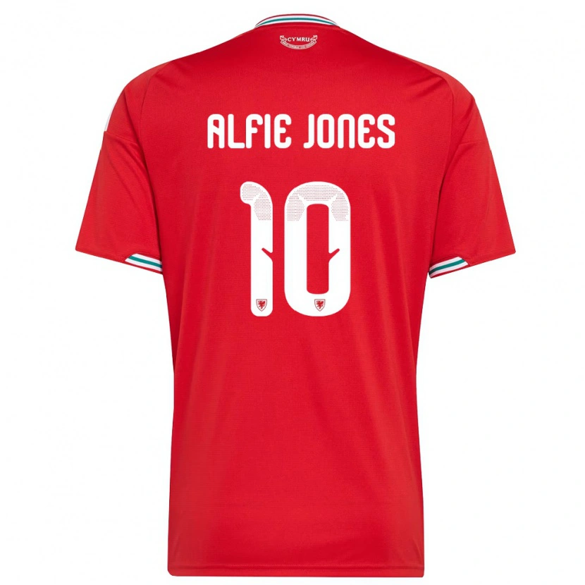 Danxen Hombre Camiseta Gales Alfie Jones #10 Rojo Blanco Verde 1ª Equipación 26-28 La Camisa México