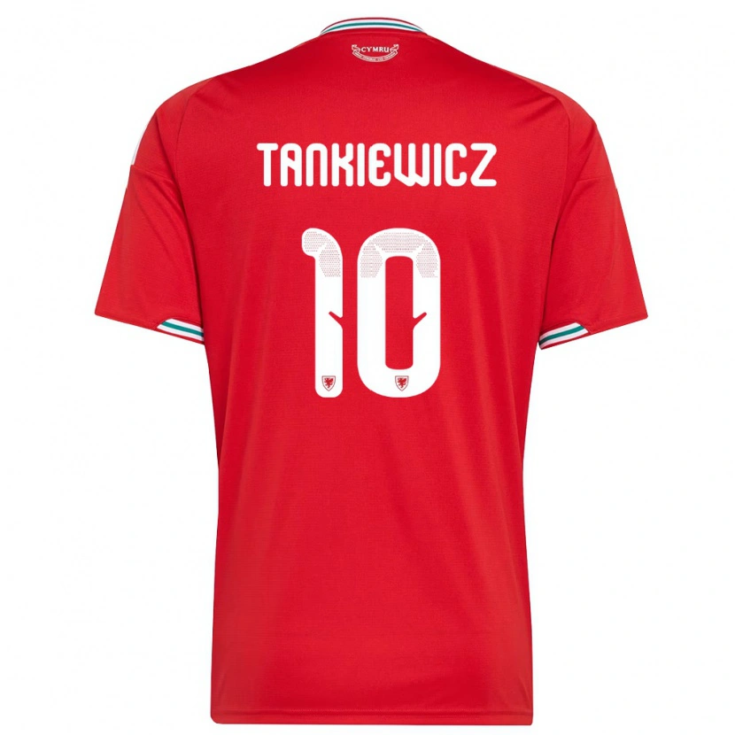 Danxen Hombre Camiseta Gales Rob Tankiewicz #10 Rojo Blanco Verde 1ª Equipación 26-28 La Camisa México