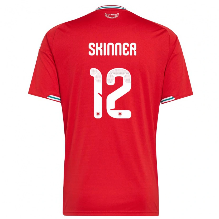 Danxen Hombre Camiseta Gales Claire Skinner #12 Rojo Blanco Verde 1ª Equipación 26-28 La Camisa México