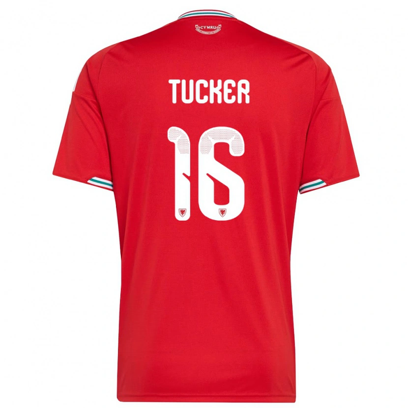 Danxen Hombre Camiseta Gales Ali Tucker #16 Rojo Blanco Verde 1ª Equipación 26-28 La Camisa México