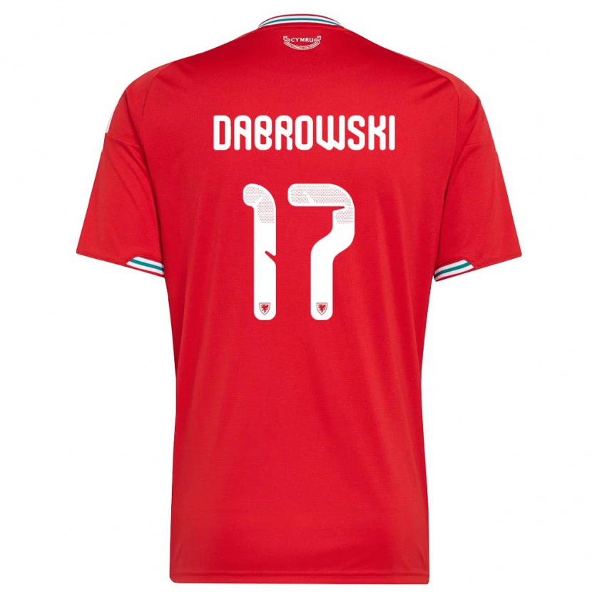 Danxen Hombre Camiseta Gales Damian Dabrowski #17 Rojo Blanco Verde 1ª Equipación 26-28 La Camisa México