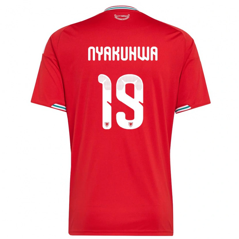 Danxen Hombre Camiseta Gales Tanatswa Nyakuhwa #19 Rojo Blanco Verde 1ª Equipación 26-28 La Camisa México