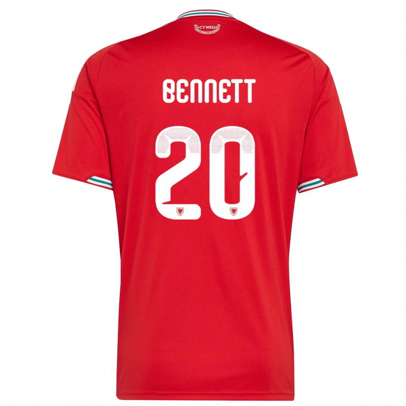 Danxen Hombre Camiseta Gales Aaron Bennett #20 Rojo Blanco Verde 1ª Equipación 26-28 La Camisa México