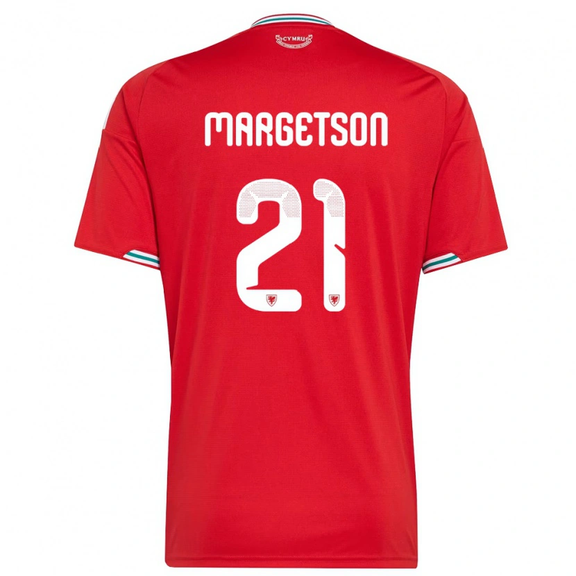 Danxen Hombre Camiseta Gales Kit Margetson #21 Rojo Blanco Verde 1ª Equipación 26-28 La Camisa México