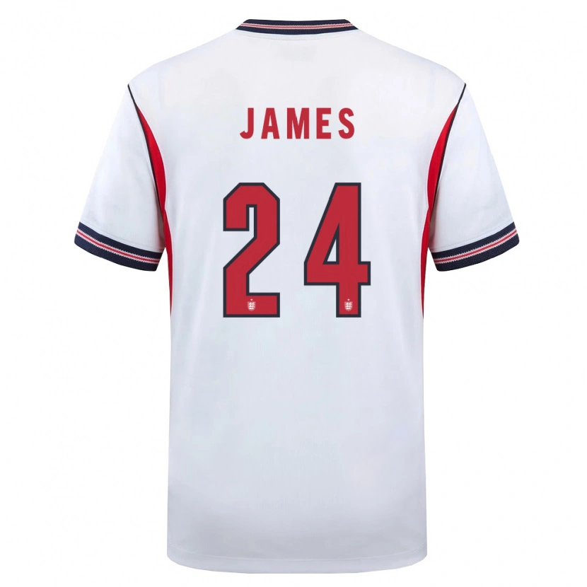 Danxen Hombre Camiseta Inglaterra Reece James #24 Blanco Marino Rojo 1ª Equipación 26-28 La Camisa México