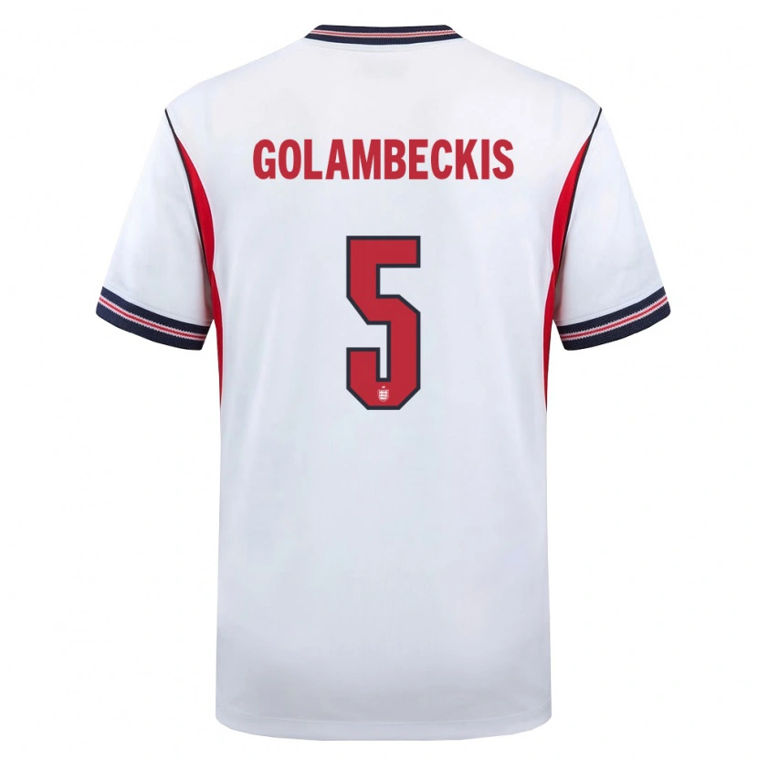 Danxen Hombre Camiseta Inglaterra Airidas Golambeckis #5 Blanco Marino Rojo 1ª Equipación 26-28 La Camisa México