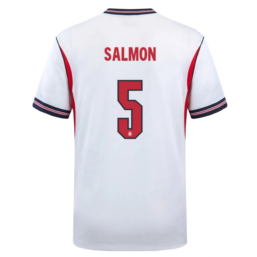 Danxen Hombre Camiseta Inglaterra Marli Salmon #5 Blanco Marino Rojo 1ª Equipación 26-28 La Camisa México