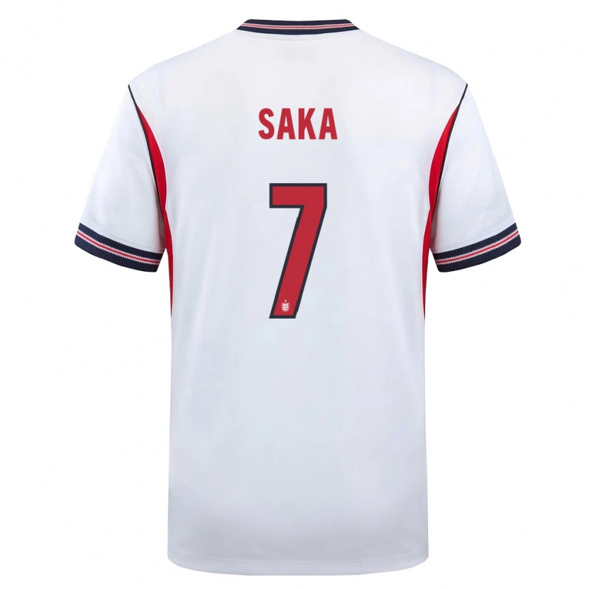 Danxen Hombre Camiseta Inglaterra Bukayo Saka #7 Blanco Marino Rojo 1ª Equipación 26-28 La Camisa México