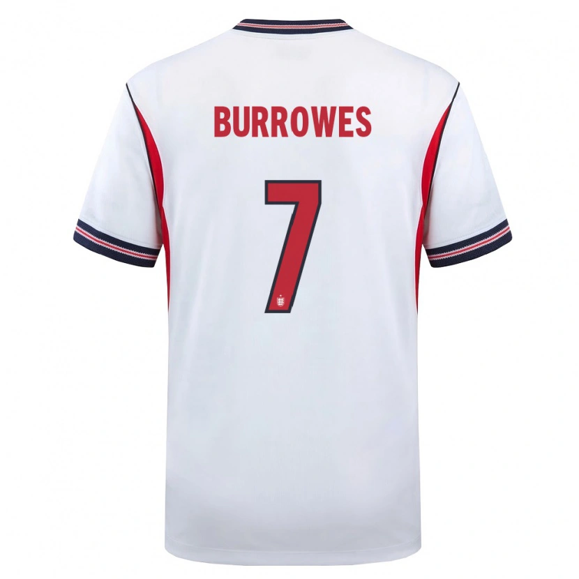 Danxen Hombre Camiseta Inglaterra Bradley Burrowes #7 Blanco Marino Rojo 1ª Equipación 26-28 La Camisa México