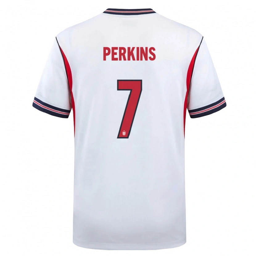 Danxen Hombre Camiseta Inglaterra Sonny Perkins #7 Blanco Marino Rojo 1ª Equipación 26-28 La Camisa México
