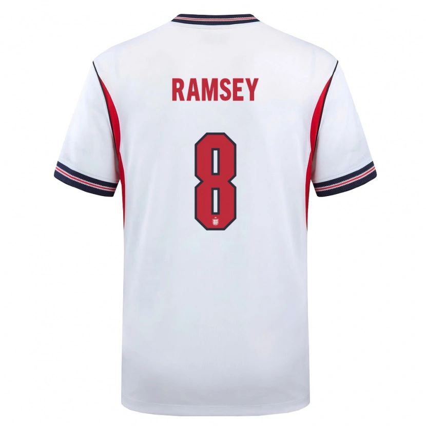 Danxen Hombre Camiseta Inglaterra Jacob Ramsey #8 Blanco Marino Rojo 1ª Equipación 26-28 La Camisa México