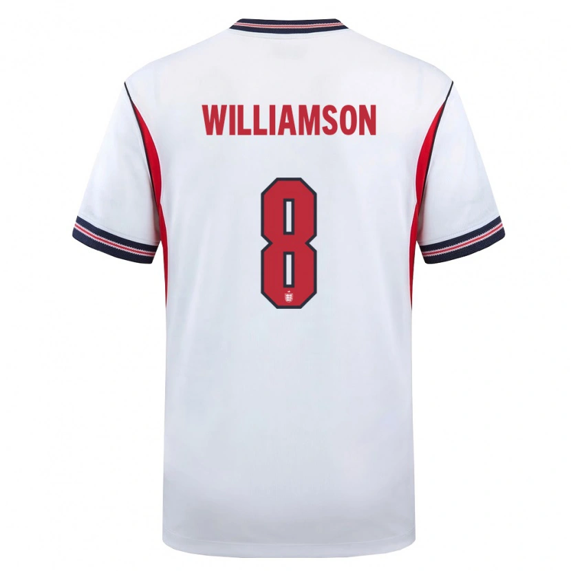 Danxen Hombre Camiseta Inglaterra Leah Williamson #8 Blanco Marino Rojo 1ª Equipación 26-28 La Camisa México