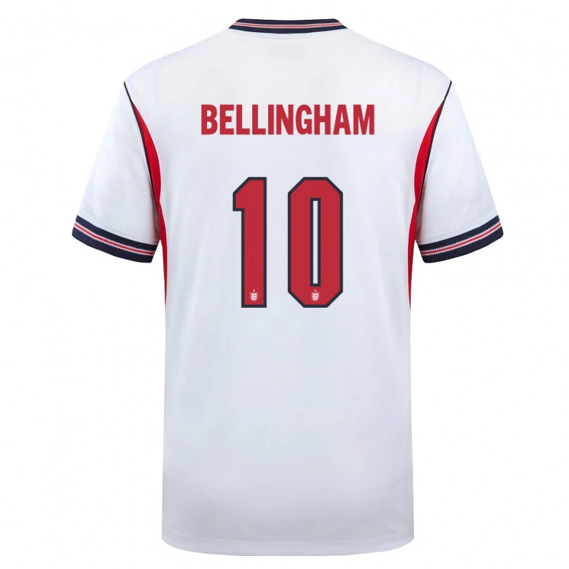 Danxen Hombre Camiseta Inglaterra Jude Bellingham #10 Blanco Marino Rojo 1ª Equipación 26-28 La Camisa México