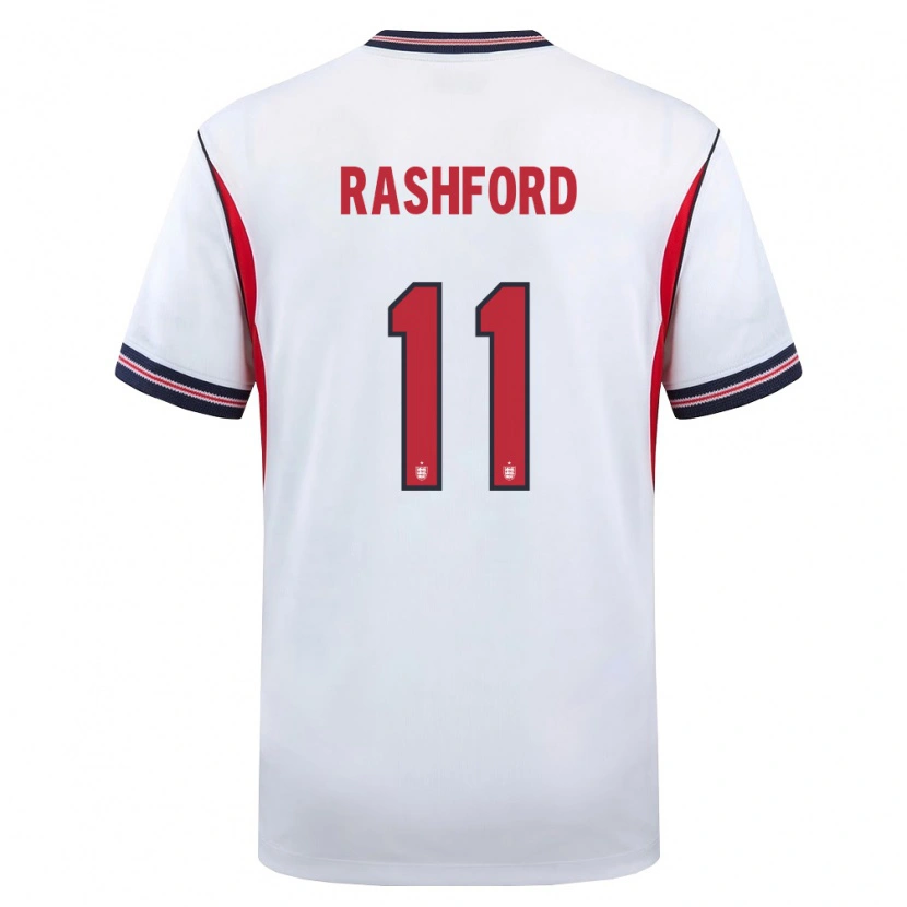 Danxen Hombre Camiseta Inglaterra Marcus Rashford #11 Blanco Marino Rojo 1ª Equipación 26-28 La Camisa México
