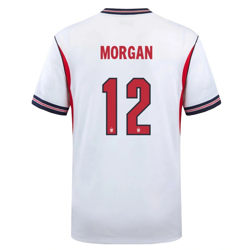 Danxen Hombre Camiseta Inglaterra Esme Morgan #12 Blanco Marino Rojo 1ª Equipación 26-28 La Camisa México