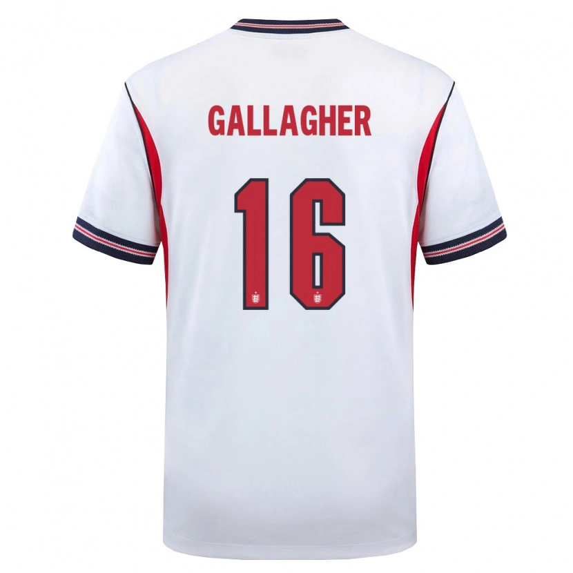 Danxen Hombre Camiseta Inglaterra Conor Gallagher #16 Blanco Marino Rojo 1ª Equipación 26-28 La Camisa México