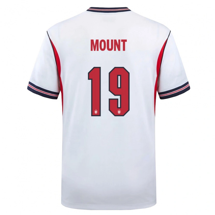 Danxen Hombre Camiseta Inglaterra Mason Mount #19 Blanco Marino Rojo 1ª Equipación 26-28 La Camisa México