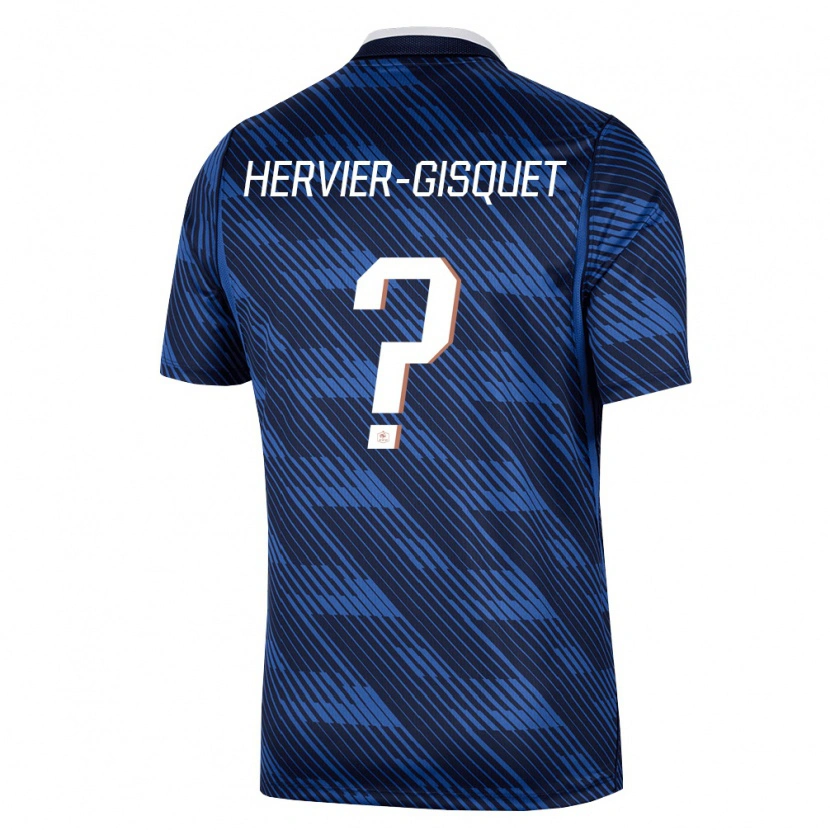 Danxen Hombre Camiseta Francia Théo Hervier-Gisquet #0 Marino Azul Blanco 1ª Equipación 26-28 La Camisa México