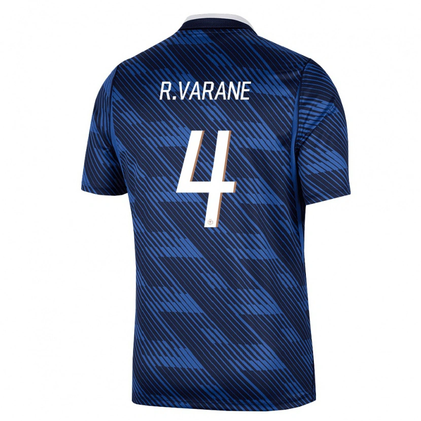 Danxen Hombre Camiseta Francia Raphael Varane #4 Marino Azul Blanco 1ª Equipación 26-28 La Camisa México