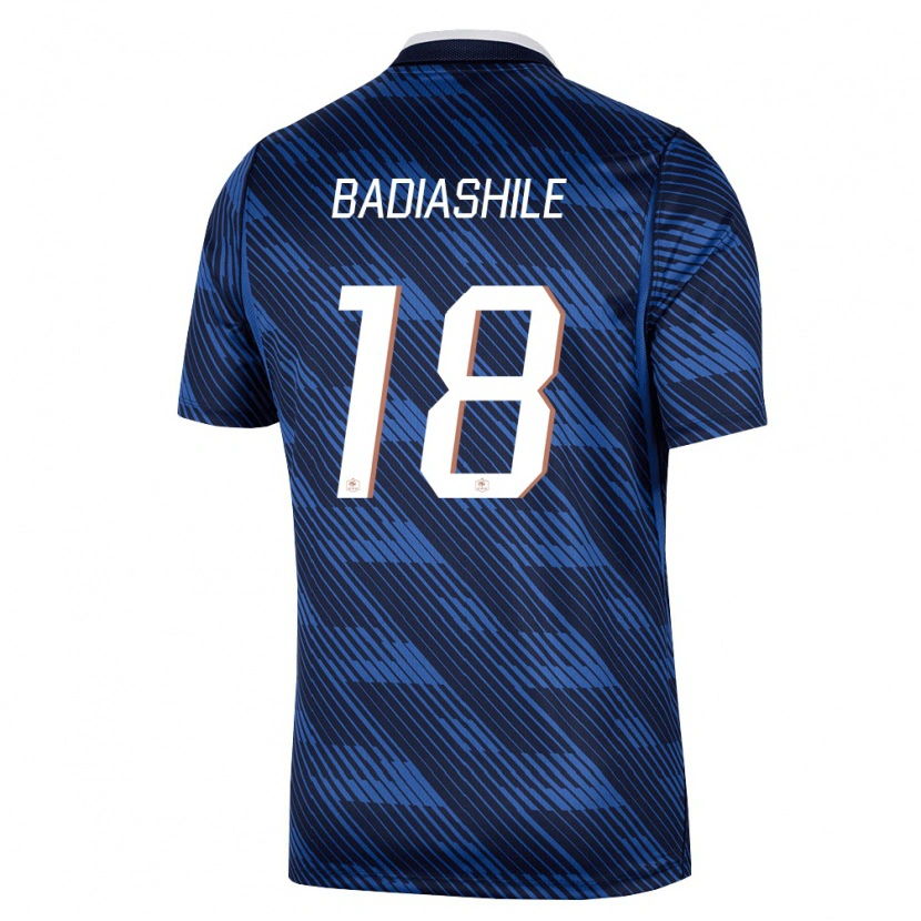 Danxen Hombre Camiseta Francia Benoit Badiashile #18 Marino Azul Blanco 1ª Equipación 26-28 La Camisa México