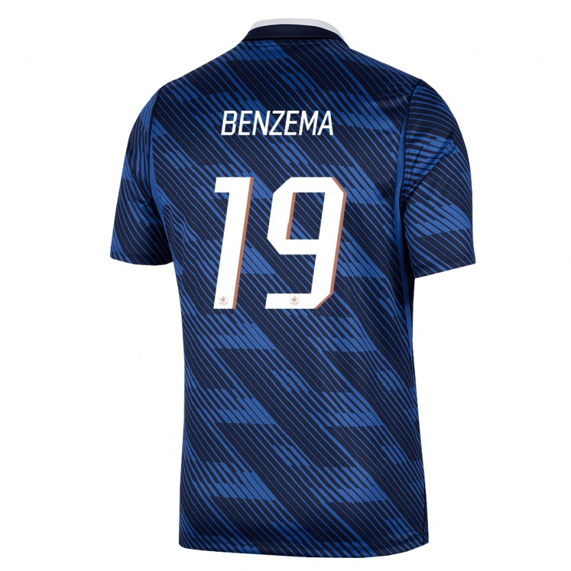 Danxen Hombre Camiseta Francia Karim Benzema #19 Marino Azul Blanco 1ª Equipación 26-28 La Camisa México