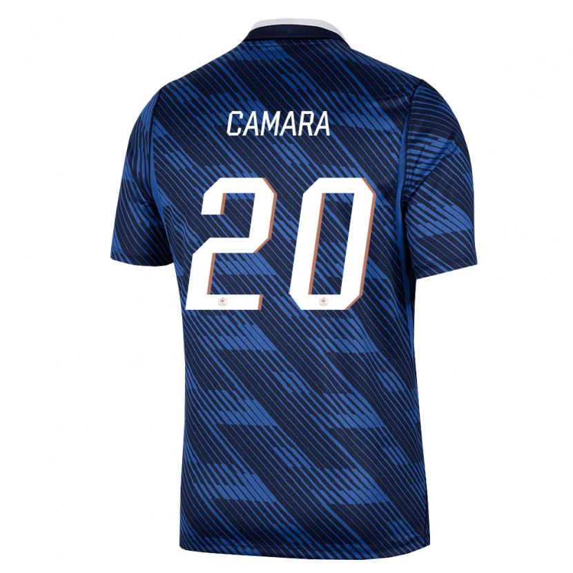 Danxen Hombre Camiseta Francia Ousmane Camara #20 Marino Azul Blanco 1ª Equipación 26-28 La Camisa México